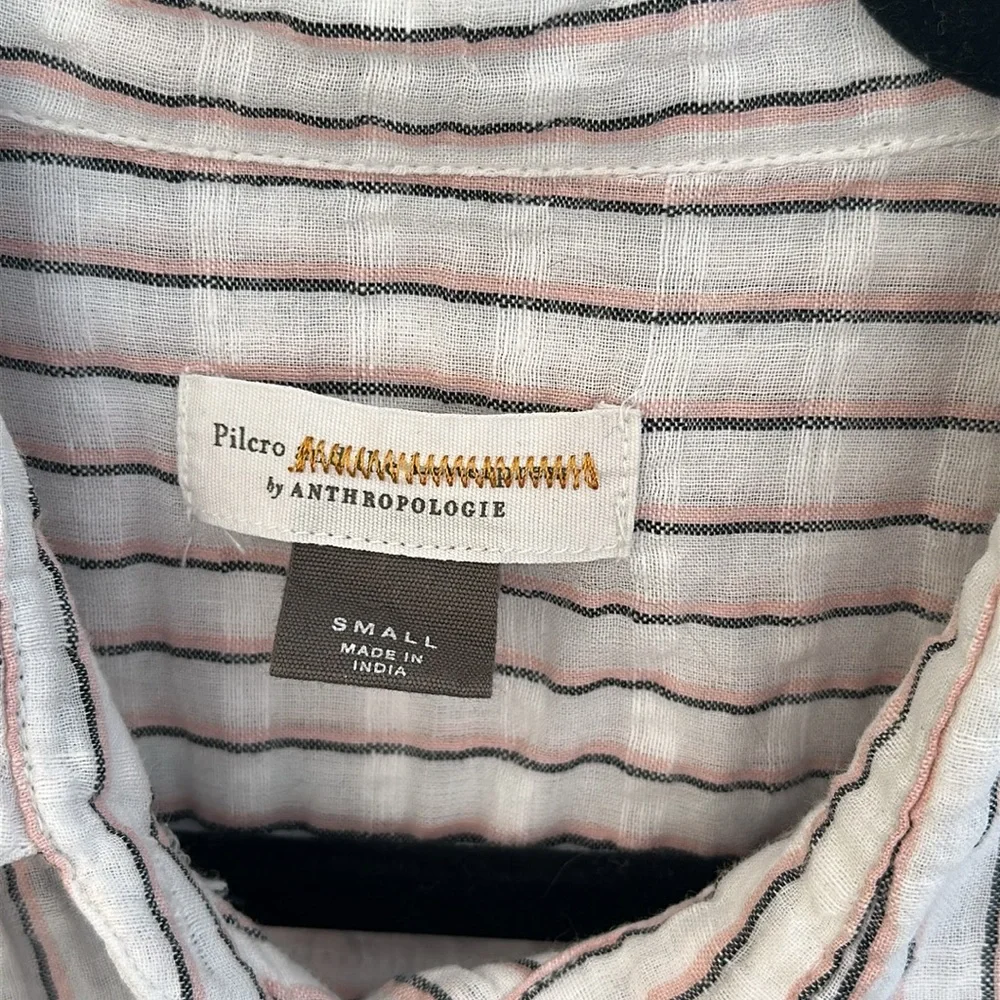 Anthropologie Pilcro Serena Surf Henley Blouse Floral Embroidered Sz S Oversized - Picture 6 of 11